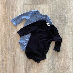 *VGUC* Kyte Baby Long Sleeve Onesies - Newborn NB - Slate Blue and Black